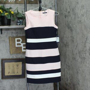 Tommy Hilfiger Scuba Crepe Colorblock Sheath Dress Colorful Rose Pink Multi 8P